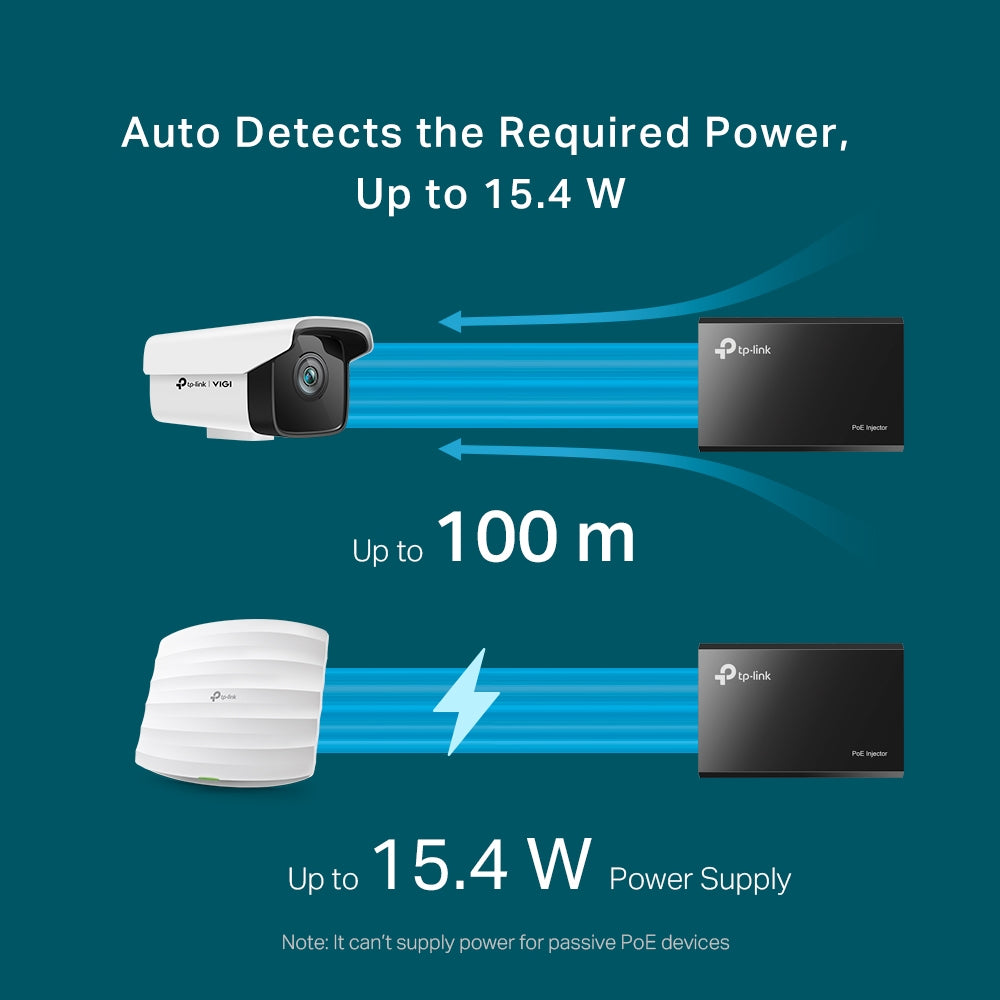 TP-Link TL-POE150S PoE Injector Adapter with 1000Mbps Gigabit PoE Port / Non-PoE Port, Max. 15.4W, Auto Negotiation / Auto MDI/MDIX, Delivers Power Up To 100 meters