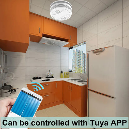 DAYTECH Photoelectric Smart Smoke Detector Fire Preventive Alarm System with Wi-Fi and Tuya App. Control for Home, Office, School, Hotel, Hospital, Restaurant Indoor Establishments | SM10