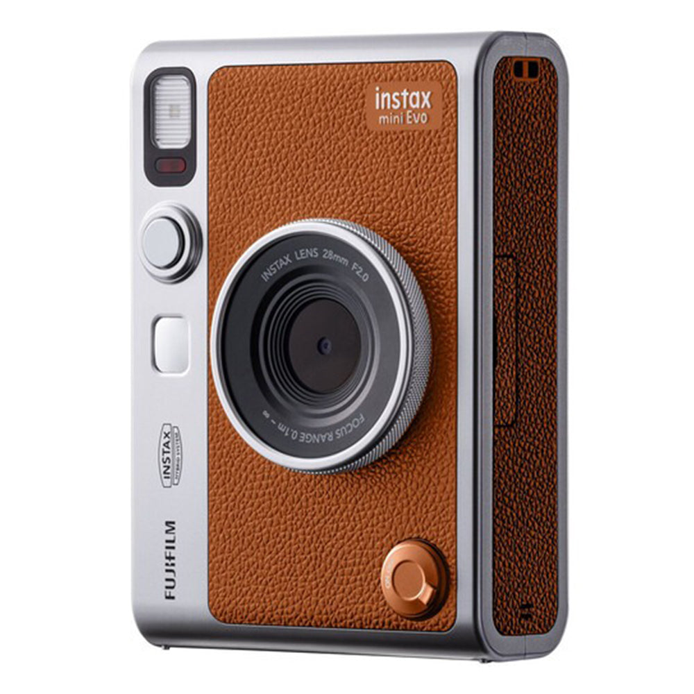 FUJIFILM Instax Mini Evo Hybrid Instant Film Camera with Built-In Mini Instant Film Direct Printer, Save Printed Images, 10 Lens Effects & 10 Film Effects, Bluetooth 4.2 - Black, Brown