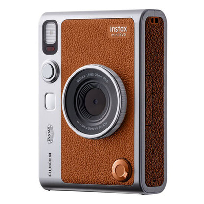 FUJIFILM Instax Mini Evo Hybrid Instant Film Camera with Built-In Mini Instant Film Direct Printer, Save Printed Images, 10 Lens Effects & 10 Film Effects, Bluetooth 4.2 - Black, Brown