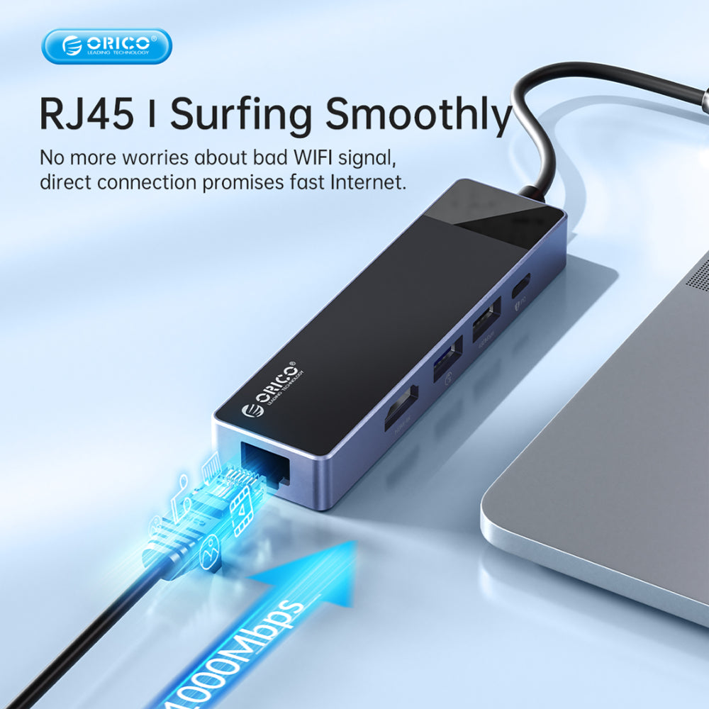 ORICO Type C 10 in 1 Multifunctional Docking Station with USB 3.0 5Gbps USB 2.0 480Mbps Transmission Rate PD 4K HDMI USB A 3.0 USB 3.0 USB A 2.0 RJ45 SD TF 1000Mbps Network Rate for Windows Mac OS Android - Black
