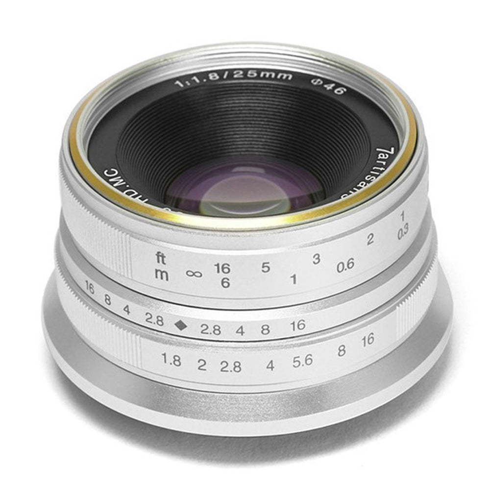 7Artisans 25mm F/1.8 APS-C Format Fujifilm X Mount Compact Portrait Prime Lens MF Manual Focus for Mirrorless Cameras | Black Silver