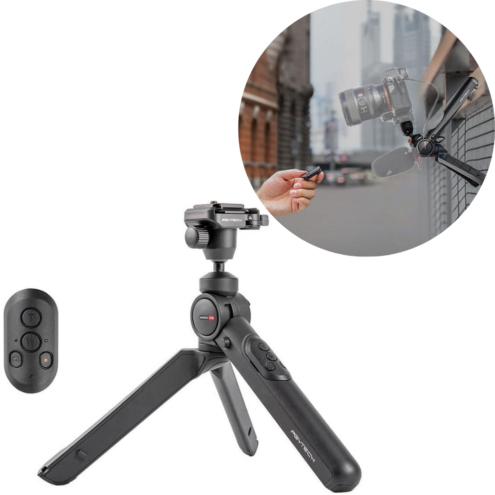 PGYTECH MantisPod 2.0 Vlogging Tripod Grip with Arca-Type Quick Release Plate, Panoramic Ball Head, Rotating Cold Shoe Mount, and Optiol Wireless Remote Trigger | P-CG-080 / P-CG-085