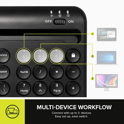 [CLEARANCE] Delux K2212V 2 Zone Universal Wireless Bluetooth Keyboard Rechargeable with Integrated Stand Cradle, 100 Keys, Scissors Keycaps for Windows/ISO/Android