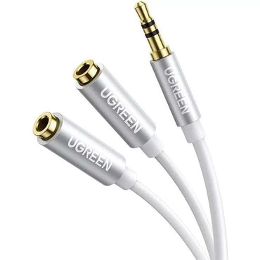 [CLEARANCE] UGREEN 3.5mm TRS Male to Dual 3.5mm Female AUX Headphone Audio Cable Splitter Adapter with Earphone Headset and Microphone Socket for Phone, PC, Tablet | 10532