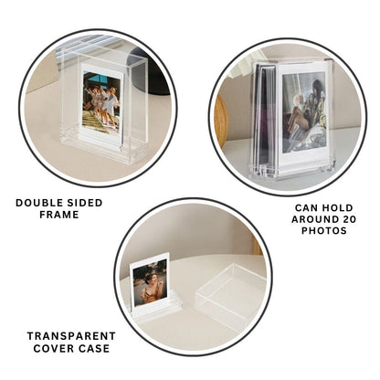 Pikxi Clear Acrylic Photo Frame for Instax Mini and Square Film with Transparent Case Cover