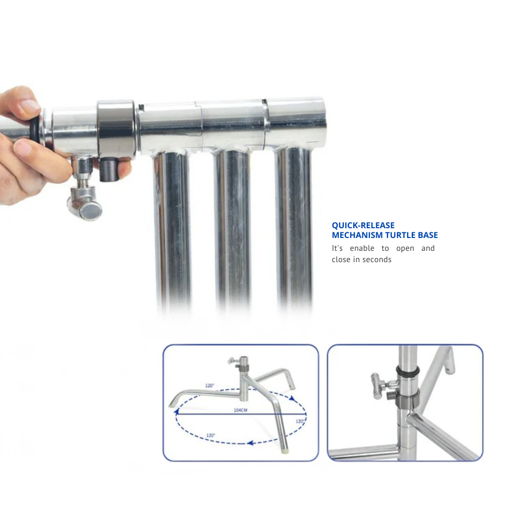 Dearkol DC-1 C-Stand with Unique Collar, Turtle Base & Detachable Leg