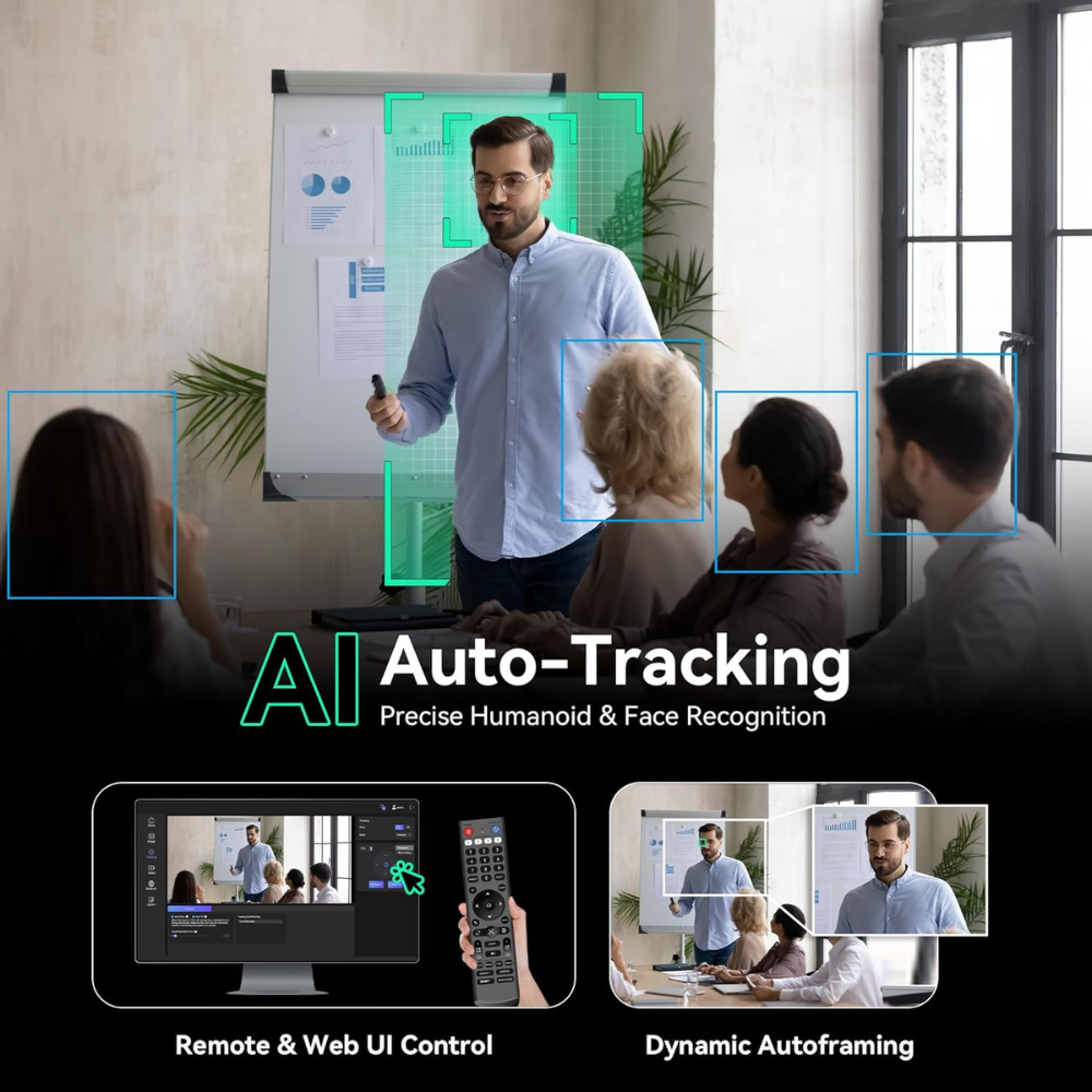 Tenveo TEVO-VX20M-4K-NDI 4K UHD PTZ Video Conference Camera w/ 20X Optical Zoom & AI Auto Tracking