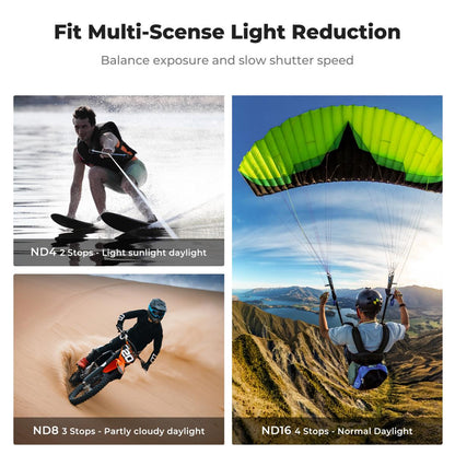 K&F Concept no-X Series PL Polarizer + ND4 8 16 Neutral Density Lens Filter Set for GoPro HERO 4K Action Camera with 2 to 4 Light Stops, Glare Reduction, 28 Multi-Layer Coated AGC Optical Glass, Water, Dust, Oil and Scratch Resistant