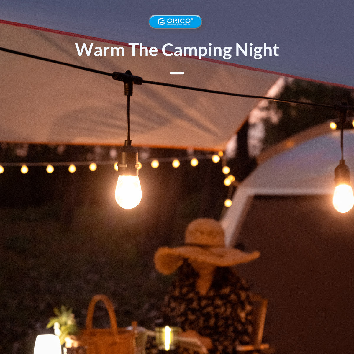 ORICO LED Outdoor & Indoor Hanging String Lights with S15 2W Bulbs E26 for Camping, Home Exterior & Interior Lighting