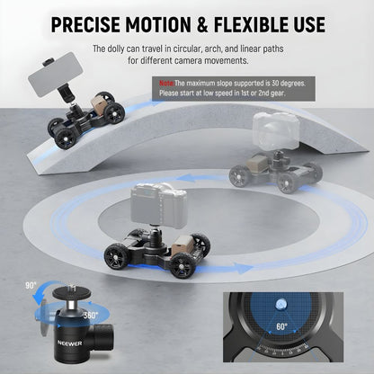 NEEWER DL400 Motorized 4-Wheel Camera Slider Dolly with App Control