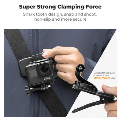 K&F Concept Backpack Shoulder Bag Strap / Clip Mount with 360 Degrees Angle Rotation for Smartphones and GoPro DJI Insta360 Action Cameras - POV Point of View Recording, Vlogging, Video Content Creation | KF31-114 KF31-115