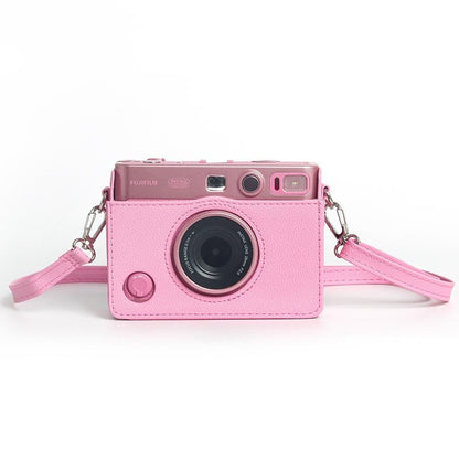 Pikxi Retro Portrait & Landscape Style Shoulder Sling Leather Case Bag for FUJIFILM Instax Mini EVO Instant Film Camera with Shoulder Strap and Formfitting Design for Controls - Available in Brown, Black, Silver, White, Pink Color Options