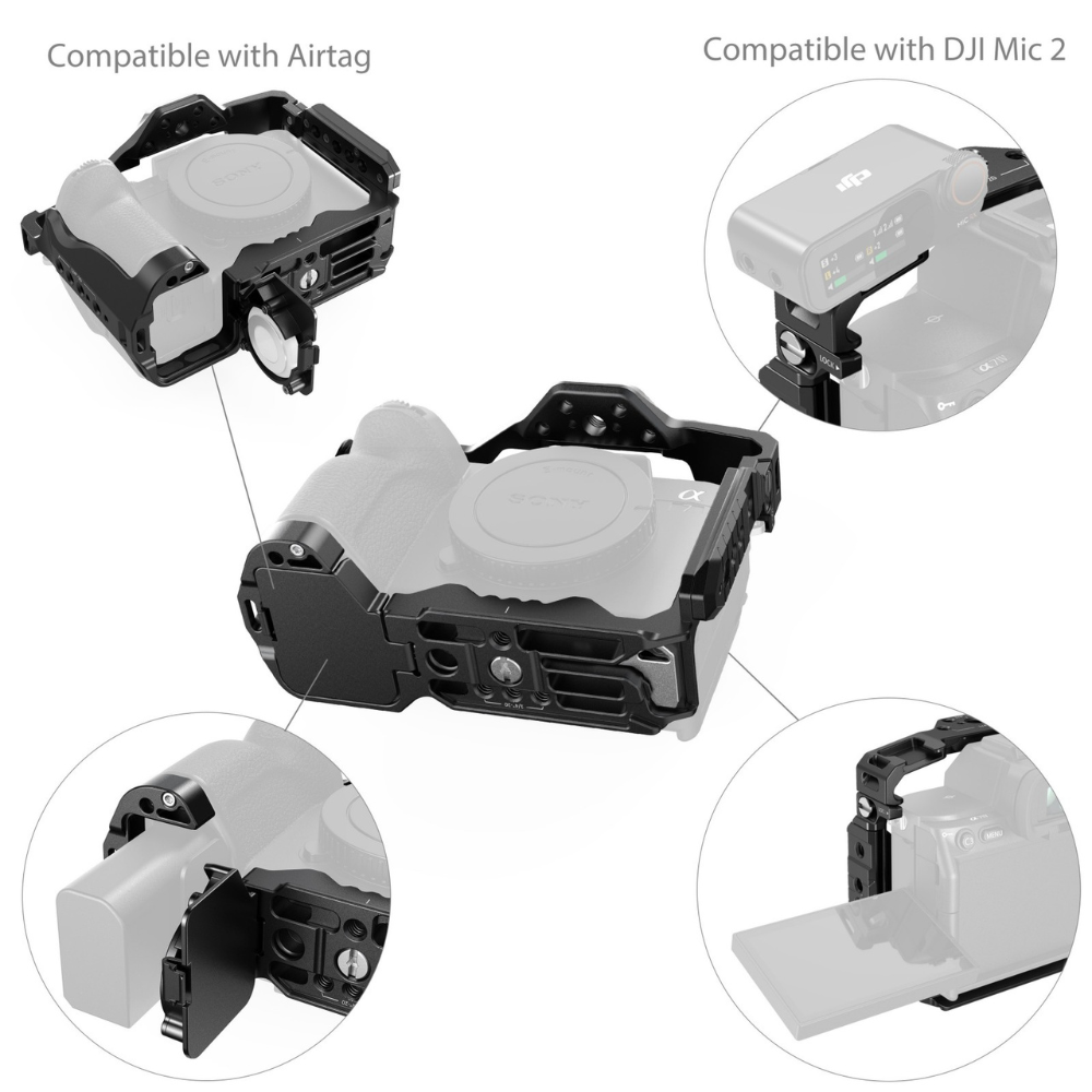 SmallRig Mirrorless Camera Cage w/ AirTag Slot for Sony Alpha a7R V, a7 IV, a7S III & a1 | 5583