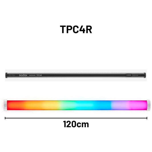 Godox Knowled TPC2R TPC4R LED RGBWW1 60/120 Cm Pixel Tube Light with Adjustable Light and Pixels, 2000K-10000K CCT Range, Built-in 42.9Wh Battery, Weatherproof, 17 FX Modes, DMX512/2.4G Wireless App Control and 4 Dimming Curves For Photography