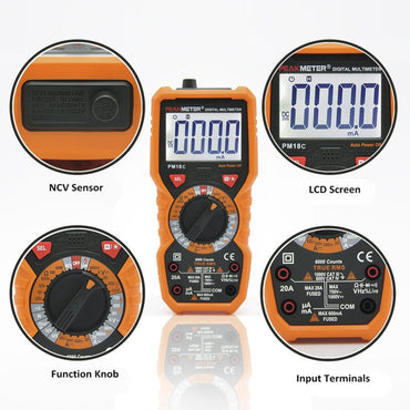 [CLEARANCE] PeakMeter PM18C Digital Multimeter Measuring Voltage Current Resistance Capacitance Frequency Temperature NCV Live Line Tester