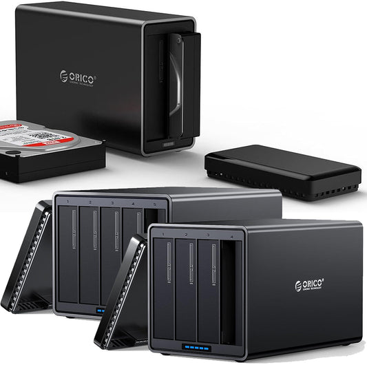 ORICO NS Series Multi-Bay RAID 2.5-3.5" SSD/HDD Enclosure SATA 3.0 to USB 3.1 Type C / USB 3.0 Type B Hard Drive Enclosure Docking Station Case with 16TB Storage Support Per Bay for PCs, Computer Desktops & Laptops (Windows, MacOS & Linux)