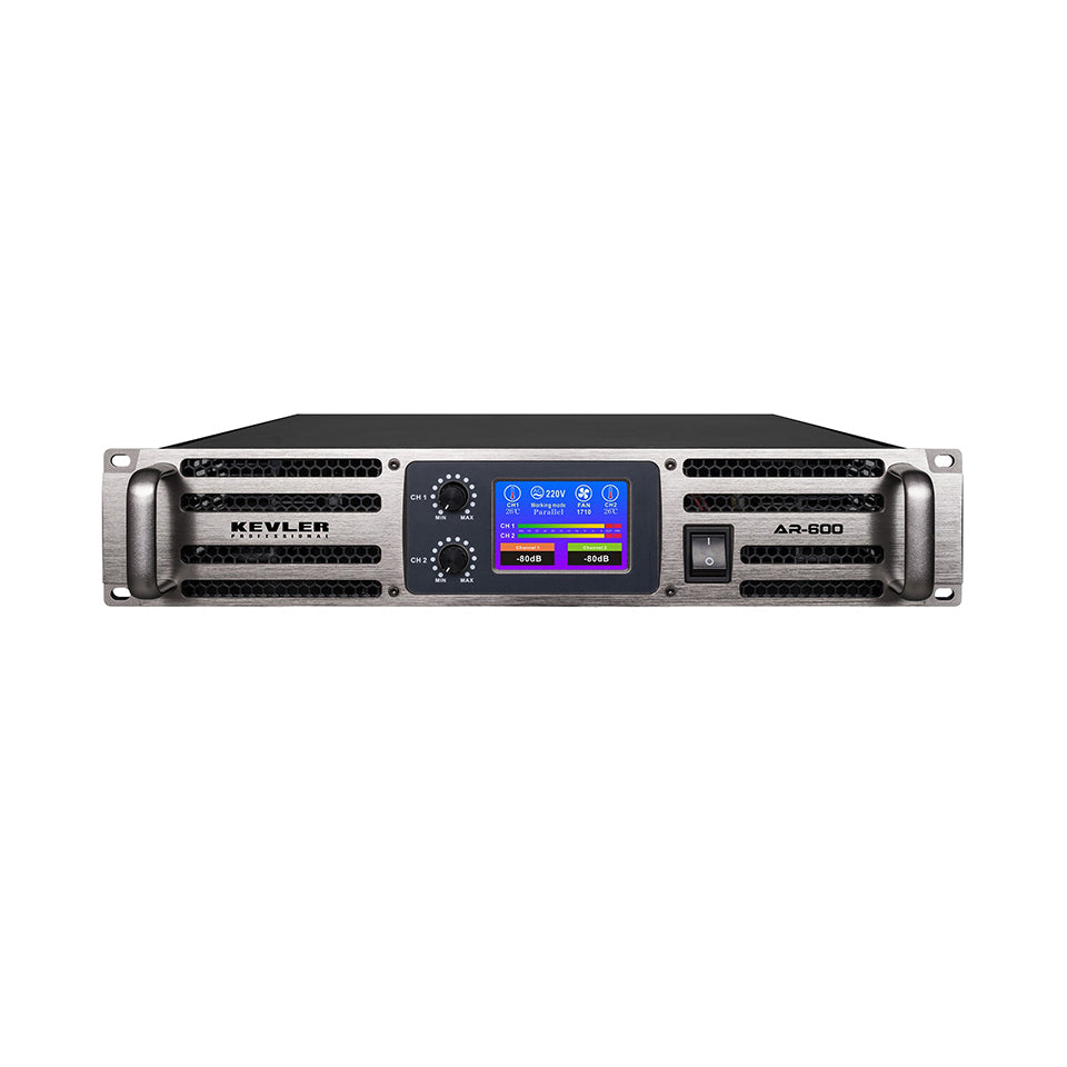 KEVLER AR Series 2-Channel 600W Professional Power Amplifier with LCD Display, High-Current Toroidal Transformer, Parallel Bridge Mode Selection and XLR Input | AR-600