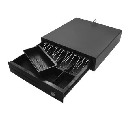 [CLEARANCE] LogicOwl POS Electronic Metal Cash Drawer Box with Manual and Automatic POS System, Bill & Coin Tray, Three-Gear Locking Structure, RJ11 Cable Input | POS System Components