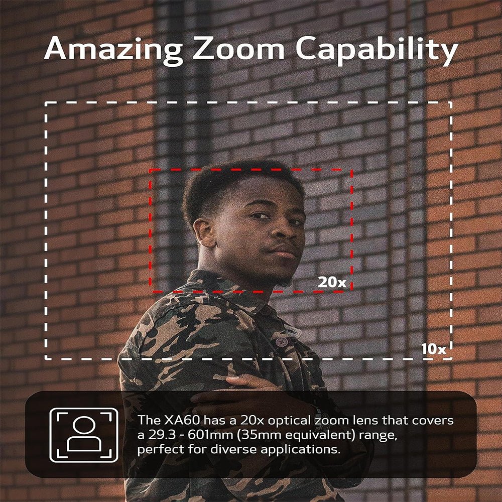 Canon XA60 Professiol Compact 4K UHD Camcorder with 20x Optical Zoom Lens Video Camera - 1/2.3" CMOS Sensor, DIGIC DV6, XLR Audio Termils, 5-Axis Stabilization, Hybrid Auto Focus, and UVC for Live Streaming, Recording, Broadcast