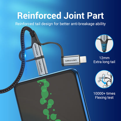 [CLEARANCE] Vention MFi 3 in 1 USB to Micro USB, Type-C, and Lightning Charging Cable for Smartphones (1.5M) | CQJHG