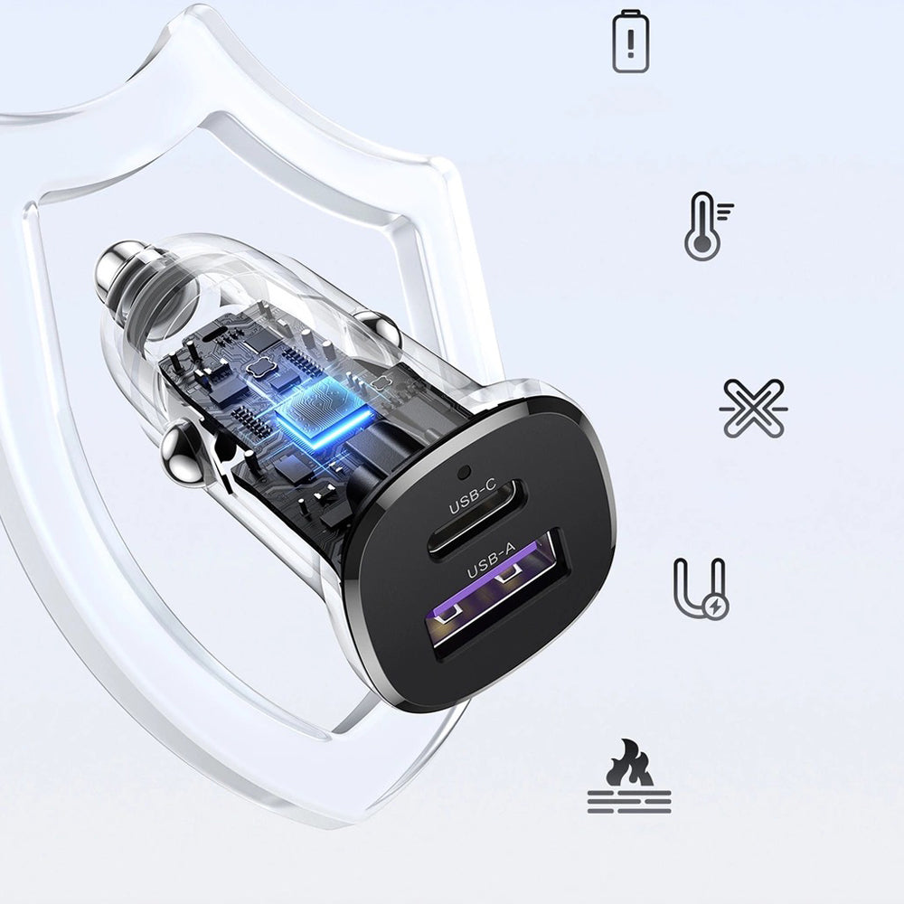 UGREEN PD 30W + QC 22.5W USB Car Charger Fast Charging Power Socket Adapter with USB-A & Type C Port for Smartphones, Tablets, Cameras, Dashcams, Air Purifiers & Car Interior Electronic Devices