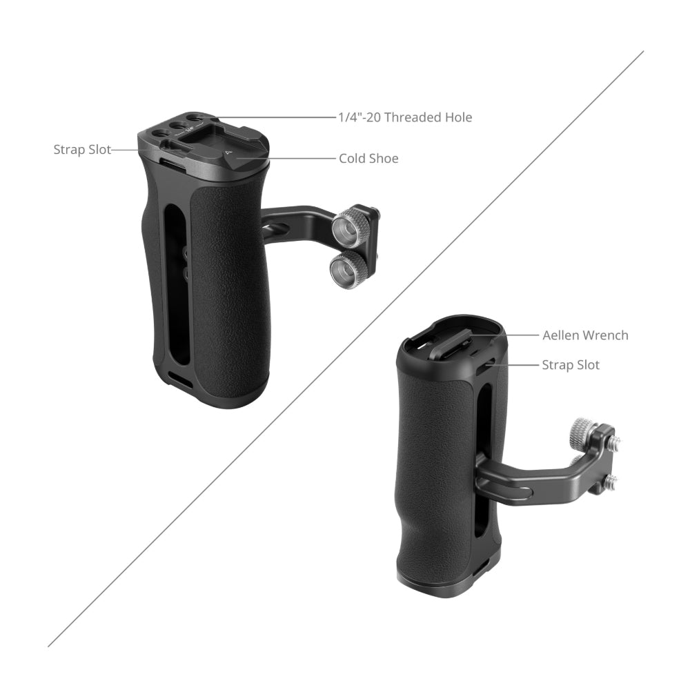 SmallRig Compact Mini Side Handle, 1/4"-20 Dual Thumbscrews & Mounting Threads for Cameras, 6kgs Maximum Load Capacity, 1.7" Vertical Adjustment, Left & Right-Handed for Photography, Content Creation, Vlogging & Video Recording