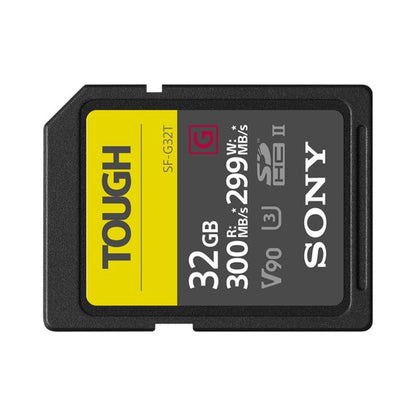 Sony SF-G TOUGH Series 32GB UHS-II SDHC / SDXC U3 V90 Class 10 SD Memory Card with 300mb/s & 299mb/s Read and Write Speed, IP68 Rating and Ribless Design SF-G32T/T1 SF-G64T-T1