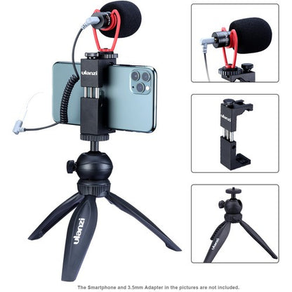 [CLEARANCE] Ulanzi VM-Q1 Condenser Cardioid Shotgun Microphone with ST-07 Phone Holder & MT-08 Mini Tripod for Vlogging Livestream Youtube Recording Streaming Video Content | Vlog Kit 2 1914