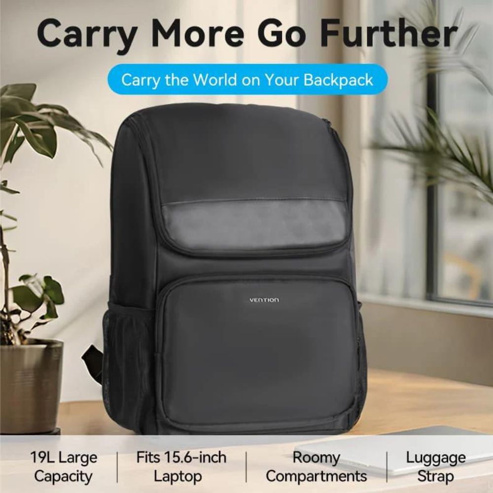 Vention Water-Repellent Laptop Backpack with 15.6" Laptop Compartment, Interior Zipper Pocket. Interior Mesh Pocket, Right Side Pocket, Right Front Pocket, Back Anti-Theft Zipper Pocket, Two Side Pocket | KROB0