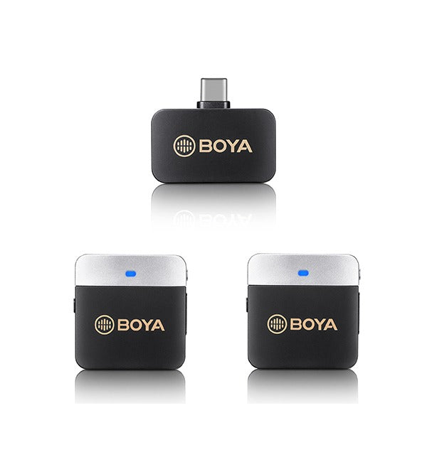 [CLEARANCE] BOYA BY-M1V Series 2.4GHz Dual-Channel Wireless Lavalier Microphone System (Plug & Play) Clip On Mic for Smartphone, Tablet, DSLR, Mirrorless, Camera, iPad, iPhone, Android & iOS Devices - USB Type C / Lightning / 3.5mm Audio Jackst