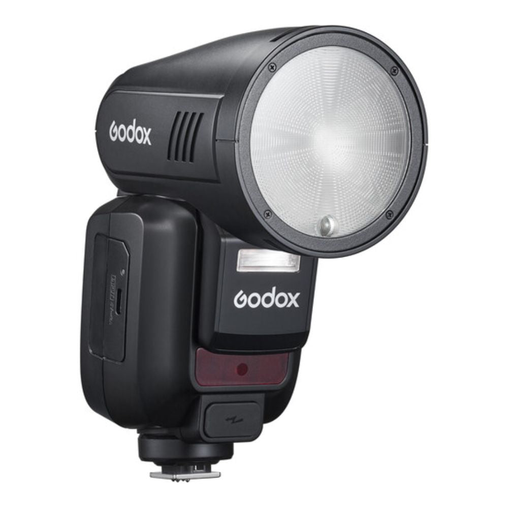 Godox V100 Series Round Head Camera Flash, Auto Zoom Control with 28-105mm Range, -7 to 120° Tilt / 330° Rotation, Advanced Cooling System, Built-In LED Touch Screen Controls for Professional Photography and Studio Lighting Equipment