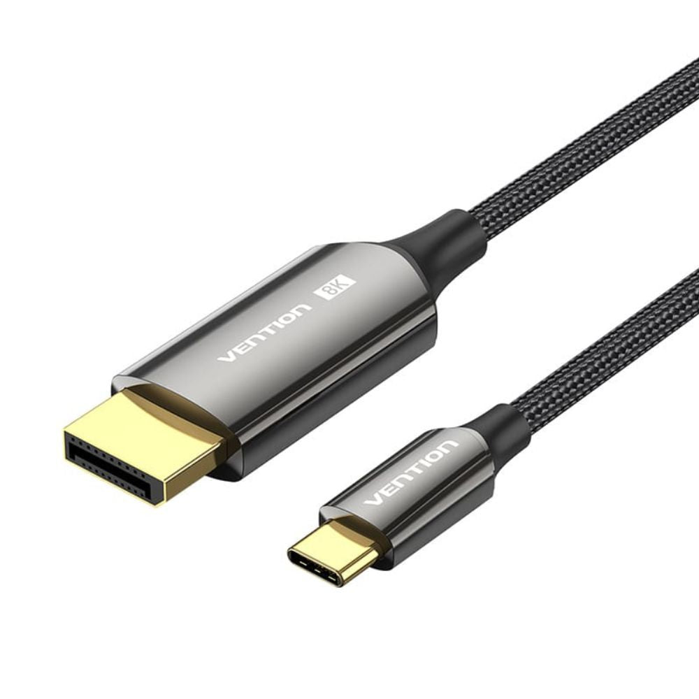 Vention 8K HDR Bi-Directional USB-C to DisplayPort Video Converter with Cotton Braided Cable and Gold Plated Connectors for Desktop Computer, Laptop to Smart TV, Projector, Monitor