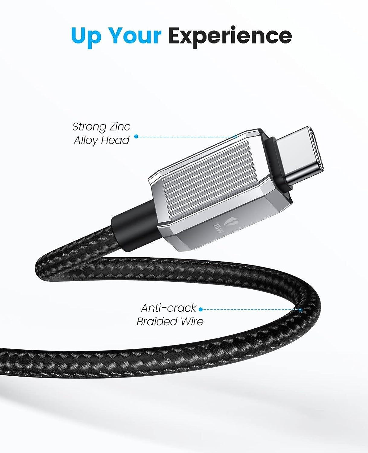 ORICO GQZ15 (1m ) USB-A to USB Type C Fast Charging Data Cable 5V/3A 15W, 480Mbps Transmission Rate, Nylon-Braided Zinc Alloy for Type C Port Devices, Smartphones, Android, Tablet