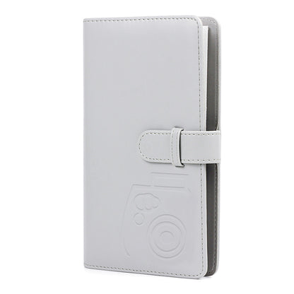 Pikxi 96 Pockets Cute Plain Colors Leather Mini Instant Film Photo Album with Latch and 16 Pages White for FUJIFILM Instax Mini Film Camera, Picture and Card Holder | AM96-24 ICE WHITE