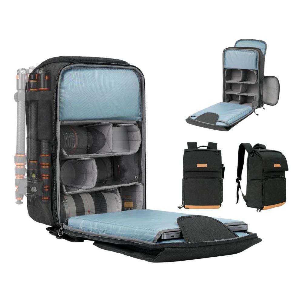 K&F Concept Beta 22L Professional Photography Camera Backpack Bag with 15" Laptop Computer Compartment, Rain Cover, Large Storage for Tripod, Lens, Flash, Battery Charger, Video Light, DJI Drone, Digital Mirrorless, DSLR - Nature Wander 11 | Black, Gray