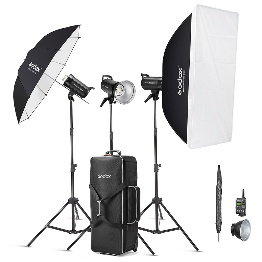 Godox SK300II-D SK300II-E Daylight 300W 3-Kit 2-Kit 2.4G Strobe Flash Kits with Bowens S Front Accessory Mount, 5600K CCT Range, Anti-Preflash Function for Professiol Photography and Studio Lighting Equipment