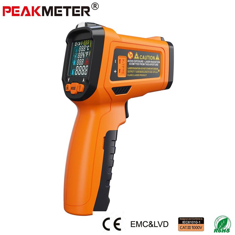 [CLEARANCE] PeakMeter PM6530D -50~800 with Humidity and Dew Point IRT K type Ambient UV Light Infrared Thermometer Gun