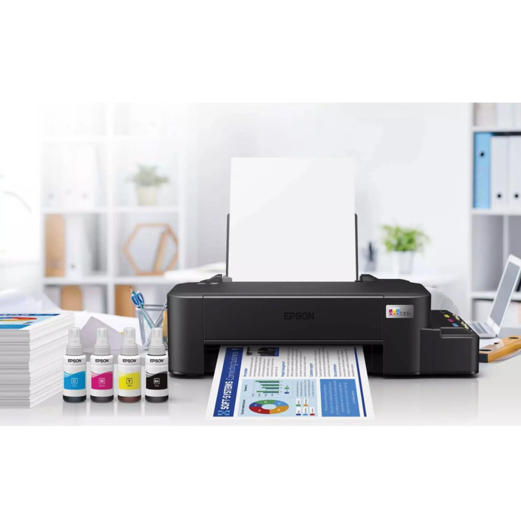 Epson EcoTank L121 A4 Ink Tank Colored Printer with Ink Efficient and Ultra-High Page Yield, 9.0 ipm Print Speed, Heat-Free Technology with USB 2.0 for Home and Commercial Use