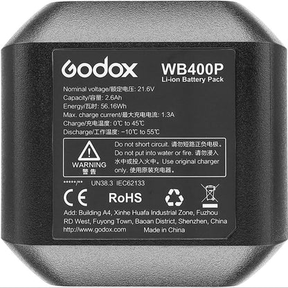 [CLEARANCE] Godox WB400P 2600mAh Battery for AD400Pro Flash Head with 380 Full Power Flashes and 2 Hours Charging