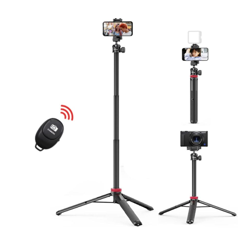 Ulanzi MT-44 + Remote 3-Section Extendable Folding Vlog Tripod, Camera & Phone Mount with Max 1.5Kg Load Capacity for Vlogging, Live Selling, Livestreaming