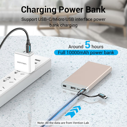 [CLEARANCE] Vention 2-in-1 USB 2.0 to Micro USB and USB Type-C Charging and Data Cable with Interchangeable Plugs for PC, Mac, and Android Phones and Tablets (0.5 M) | CQDBD