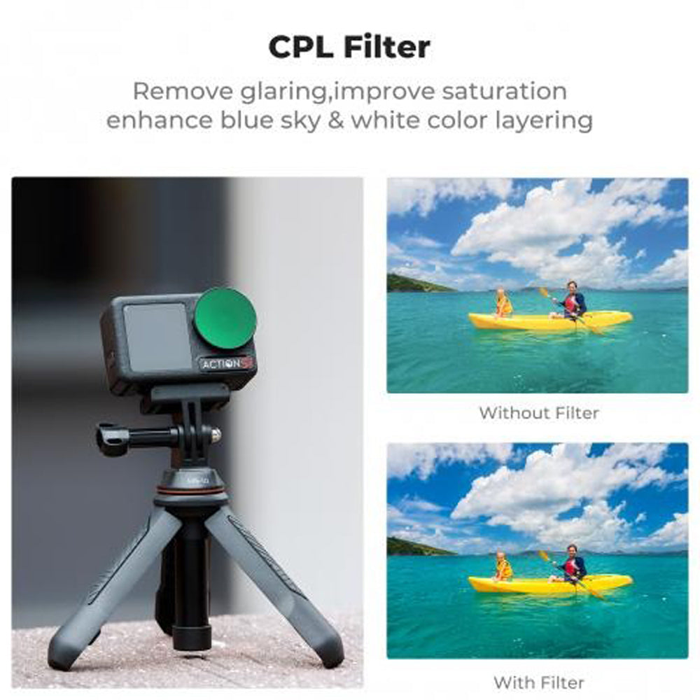 K&F Concept Nano-X Series 2 in 1 Hybrid ND8 / 16 / 32 / 64 / 256 / 1000 + CPL Neutral Density Circular Polarizing Lens Filter Kit Set for DJI Osmo Action 4 5 PRO Action Sports Camera w/ 3-10 Stops, Anti Glare, Multi Layer Coated AGC Glass