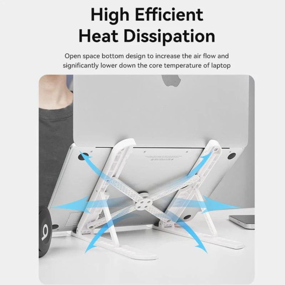 Vention 17.3" Foldable Laptop Stand with 9-Gear Levels Stable Holding, Anti-Slip Silicone, ABS + Silicone Material - White