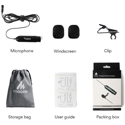 [CLEARANCE] Maono AU-XLR10 Omnidirectiol Lavalier Lapel Microphone 6.39ft Phantom Power High Sensitivity and Flat Frequency for Youtube Recording, Podcast, Webir, Vlog and Interview XLR-10 XLR10 XLR