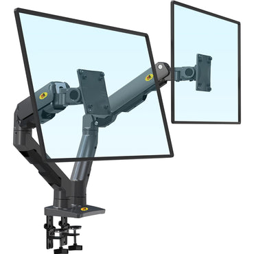 North Bayou NB G35 22-32 inch Full Swivel Dual Gas Strut Arm Monitor Desk Stand with Desktop Pedestal Mount, Universal LCD, LED Flat Screen Smart TV, PC Monitor Mounting Bracket