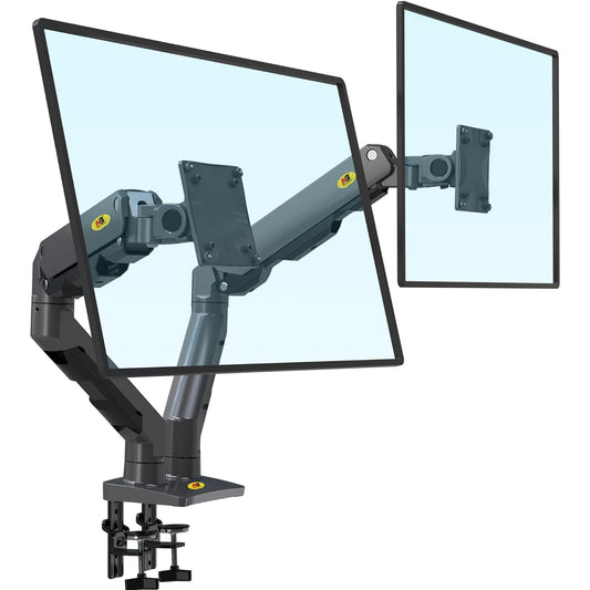 North Bayou NB G35 22-32 inch Full Swivel Dual Gas Strut Arm Monitor Desk Stand with Desktop Pedestal Mount, Universal LCD, LED Flat Screen Smart TV, PC Monitor Mounting Bracket
