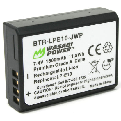 Wasabi Power Battery LP E10 (2-Pack) and Dual Charger for Canon LP-E10 and Canon EOS 1100D, 1200D, 1300D LPE10  | JG Superstore