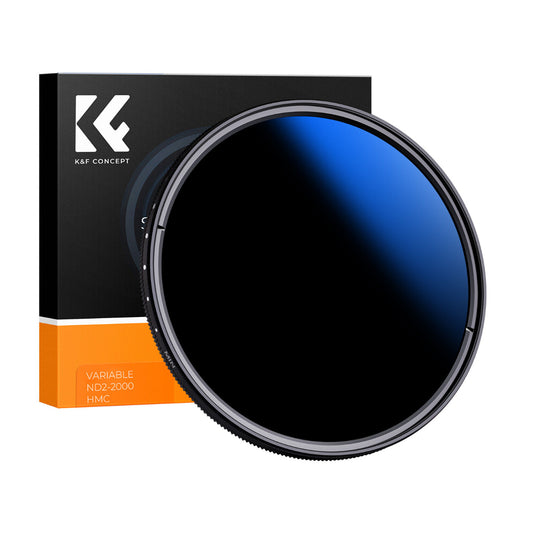 K&F Concept Nano-C Series Variable ND2-2000 11-Stop Neutral Density Lens Filter with Multi-Coated Optical Glass and Aluminum Metal Frame for Mirrorless and DSLR Camera Photography 49mm, 52mm, 55mm, 58mm, 67mm, 72mm, 77mm, 82mm
