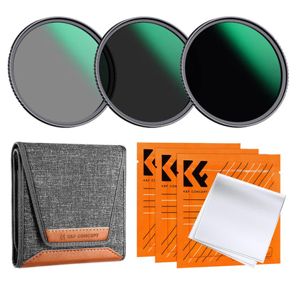 K&F Concept Nano-D ND8 ND64 ND1000 Neutral Density Camera Lens Filter Kit with 3/4/10 Stops Optical Glass Waterproof, Scratch-Resistant and Reflection Reduction